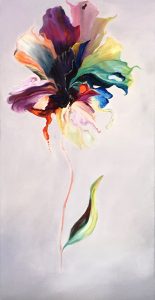 Semi-abstract flowers oil painting by Pamela Selkirk